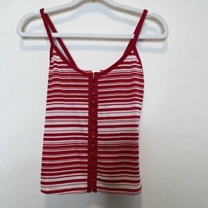 Vintage Y2K Cami Tank Top Hook Closure Striped Sz Small USA L ' patricia